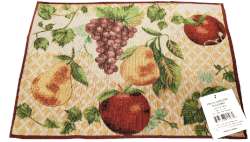CLEARANCE Fabric Woven Tapestry- 4 Placemats Harvest Fruit